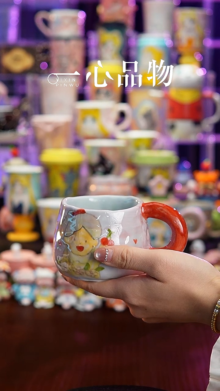 杯子瓷A28景德镇手工手绘杯子摆件