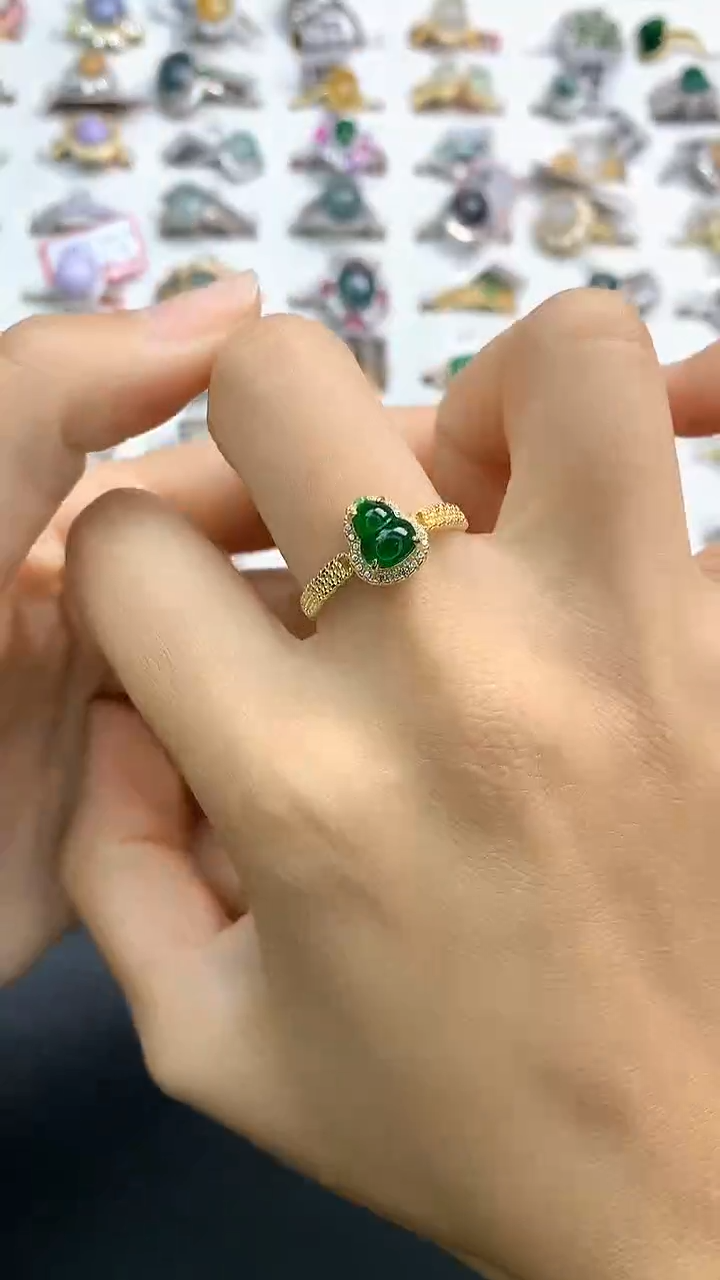 【闪购商品】翡翠颈饰银S925镶嵌翡翠 戒指 银S925镶嵌