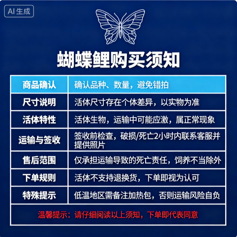蝴蝶鲤一物一拍，不包售后，喜欢再下单哦