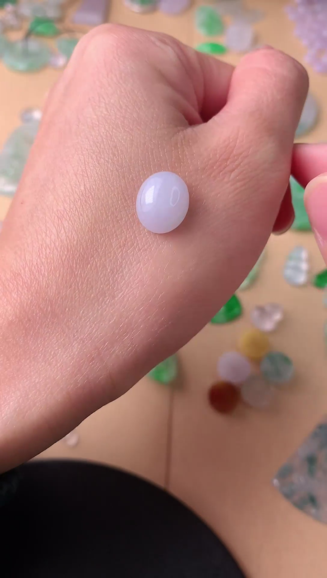 【闪购商品】翡翠颈饰未镶嵌翡翠A货淡紫蛋面戒面