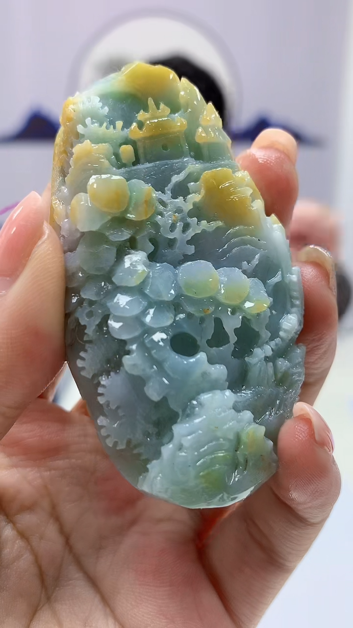 【闪购商品】定制翡翠未镶嵌5060ms-毛货山水23