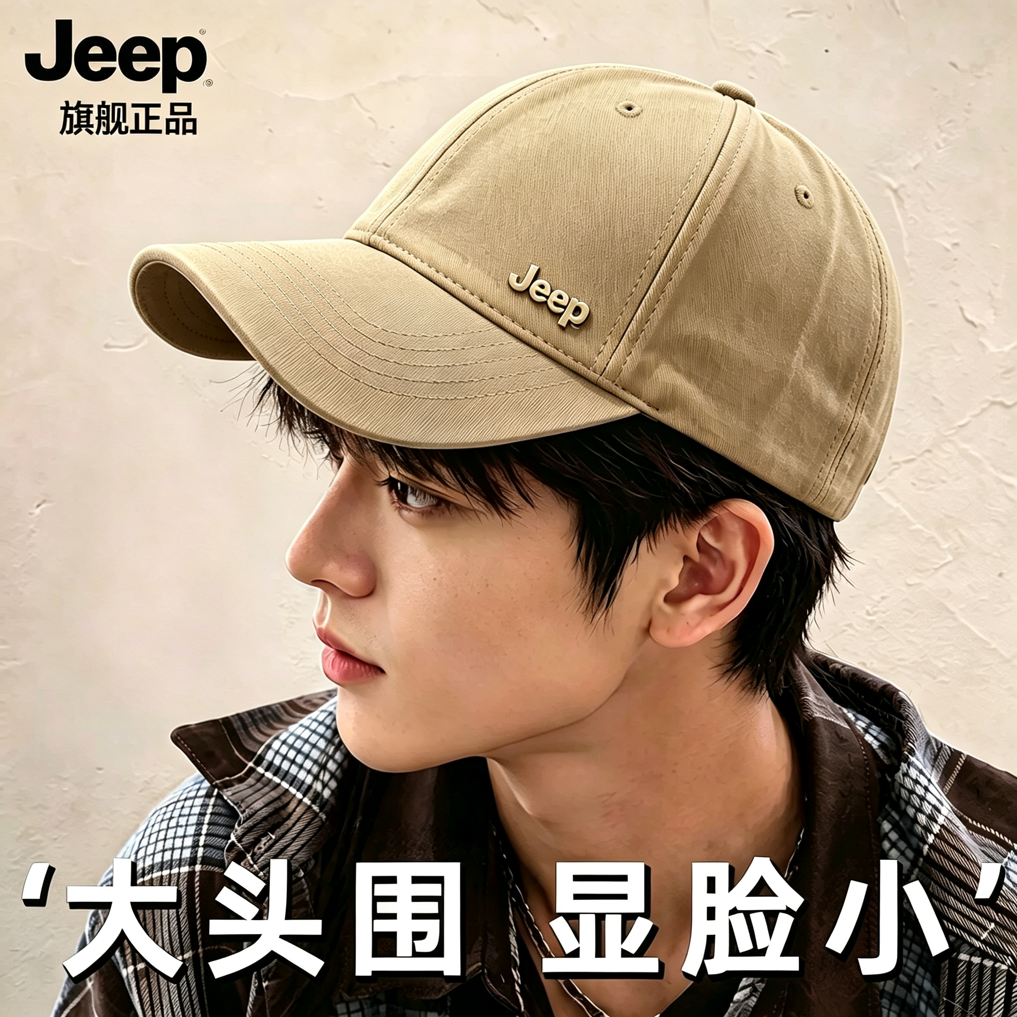JEEP/吉普帽子男女同款速干透气户外登山骑行大头围显脸小鸭舌帽