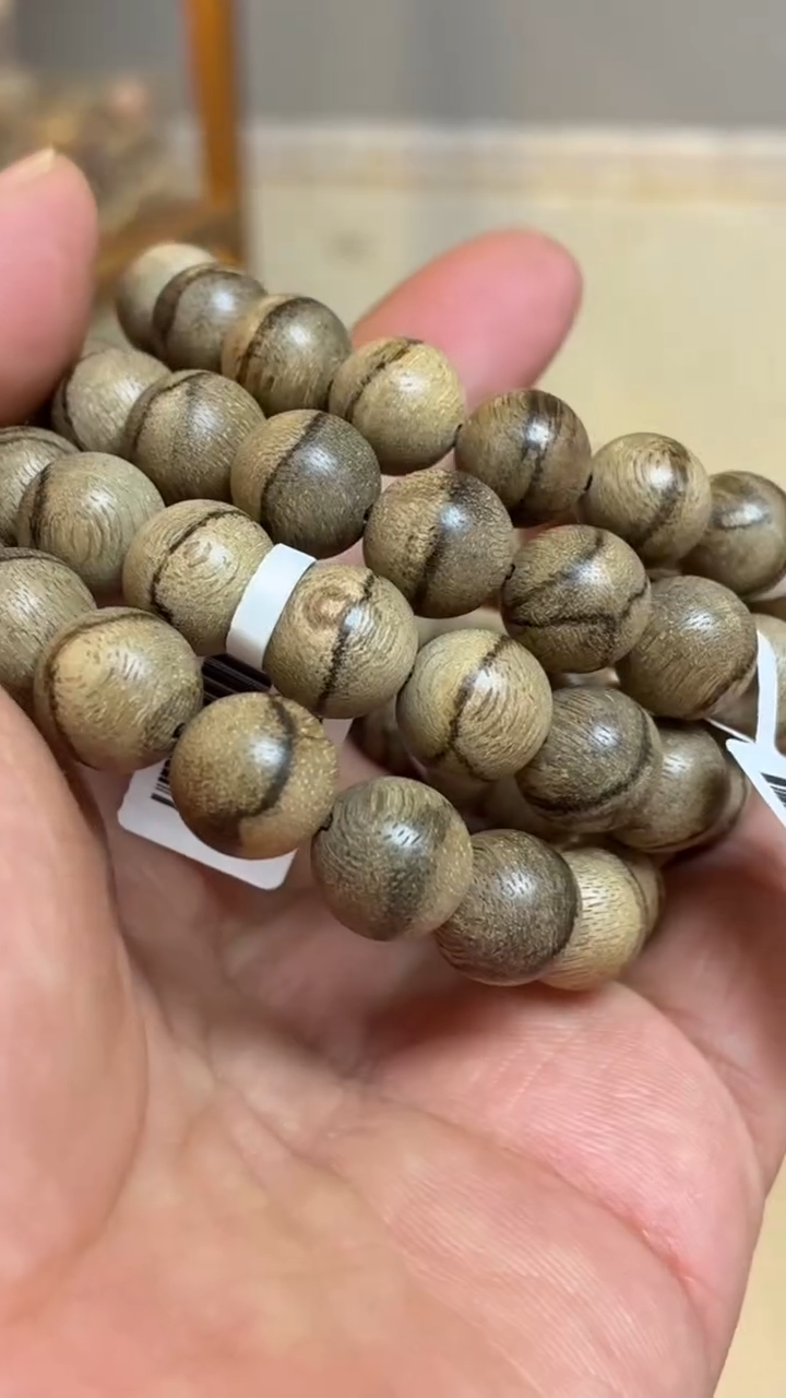 沉香手串 达拉干圆珠单圈虎皮纹1.1多样性发其一