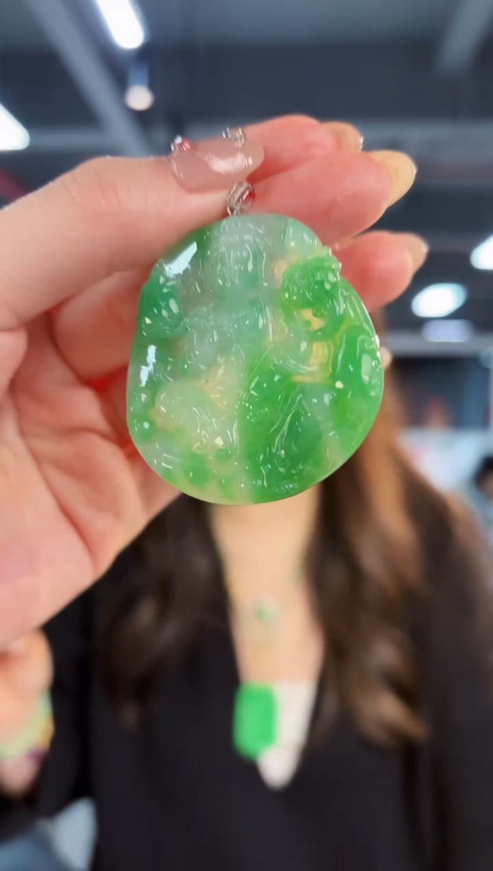 【闪购商品】翡翠颈饰18K金镶嵌 缅料A货/支持复检/一件