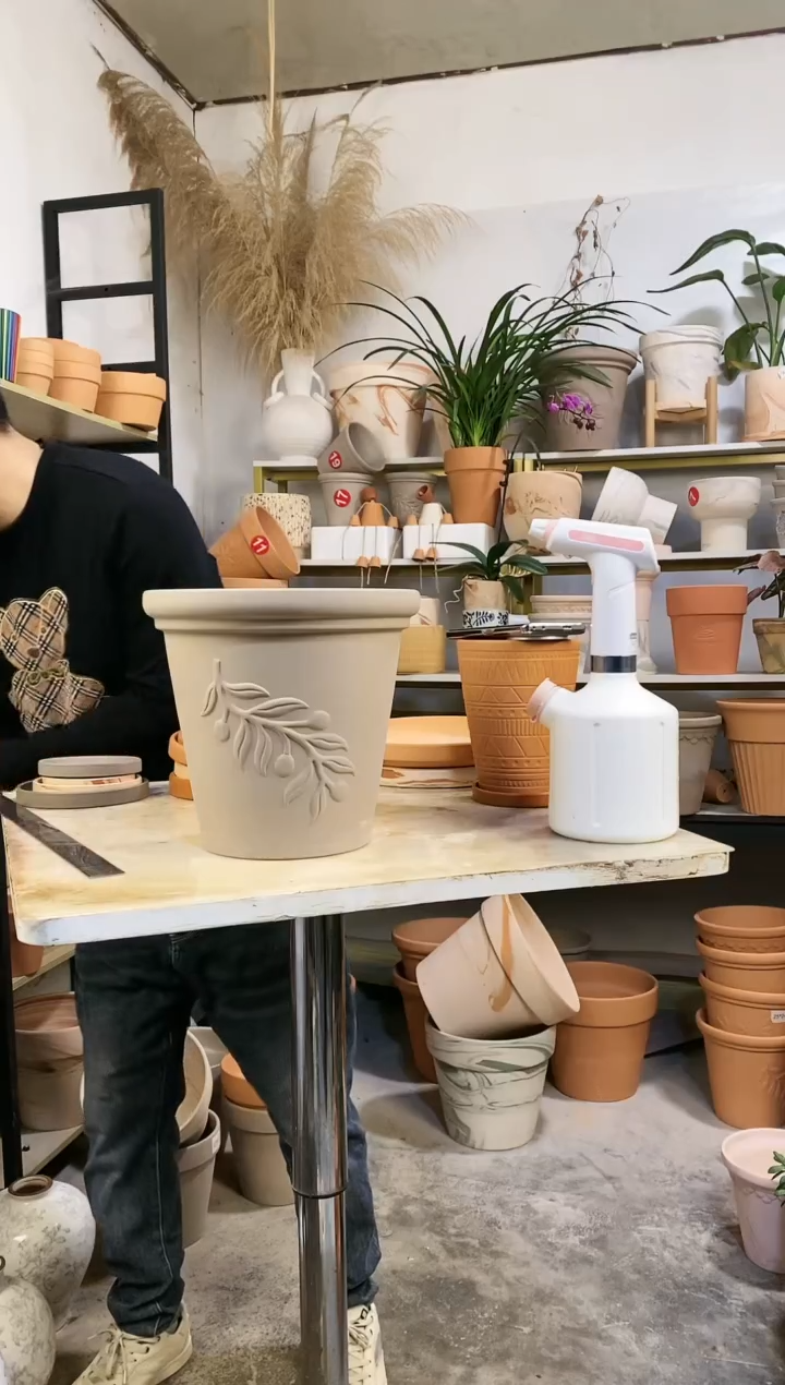 【闪购商品】红陶25*23灰陶橄榄枝 1盆无托