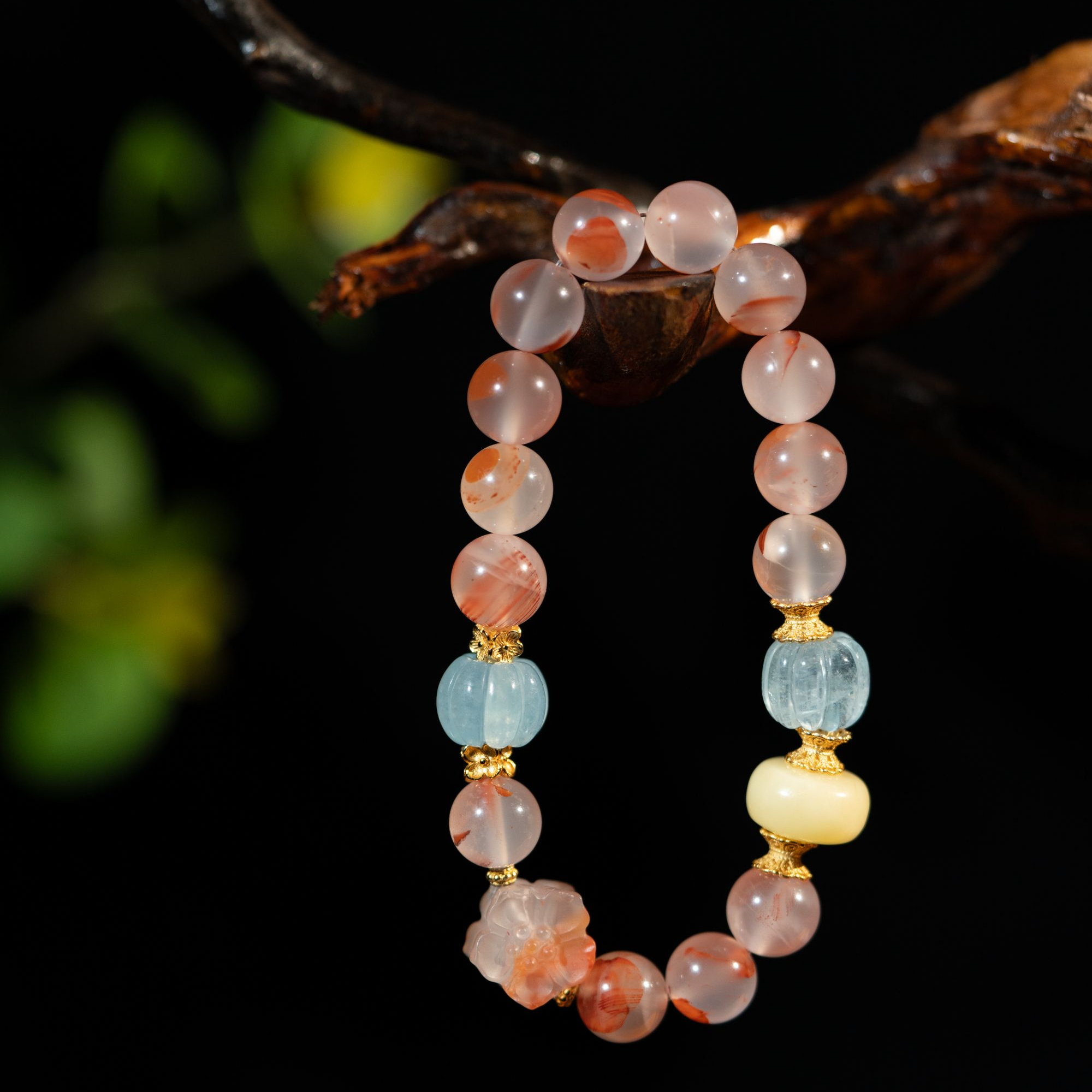 明道煊【醉瑶】南红冰飘花女款设计手链