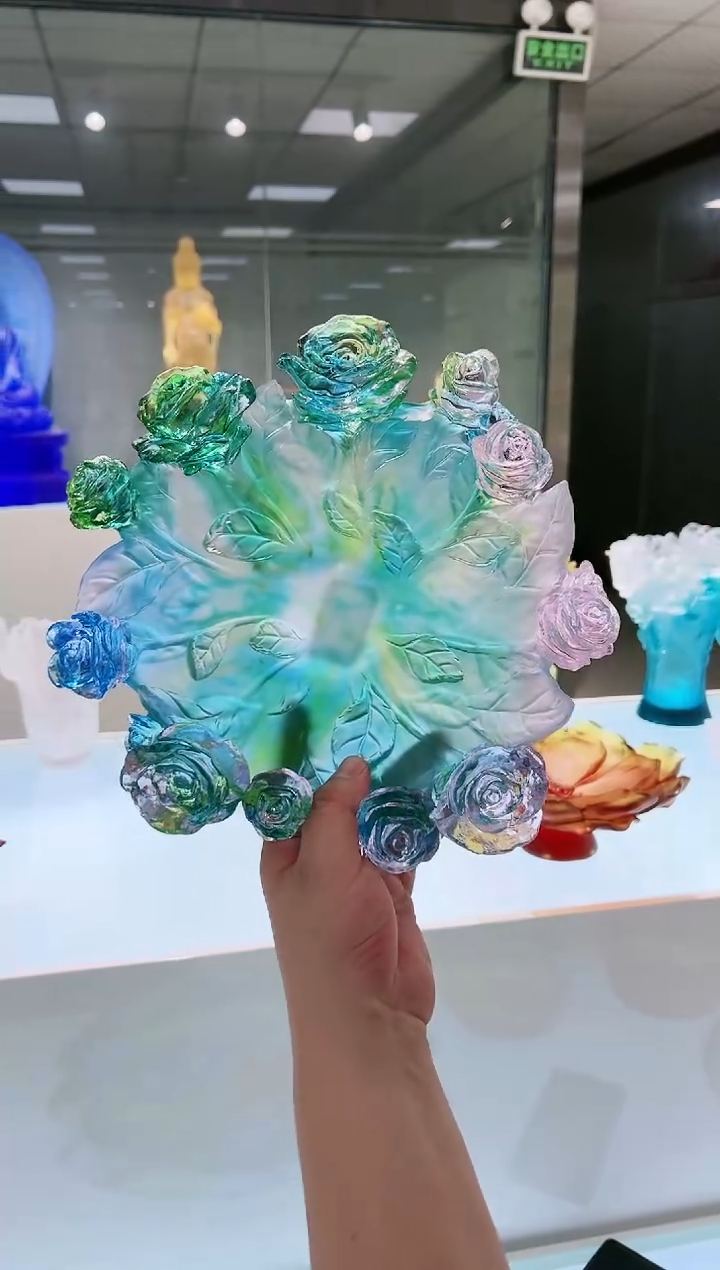 【闪购商品】茶宠古法琉璃玫瑰果盘26厘米