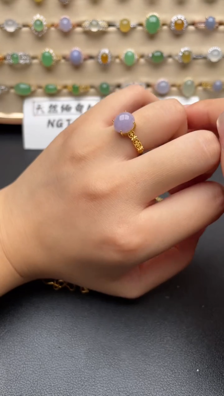 银S925镶嵌戒指翡翠一物一证一礼盒