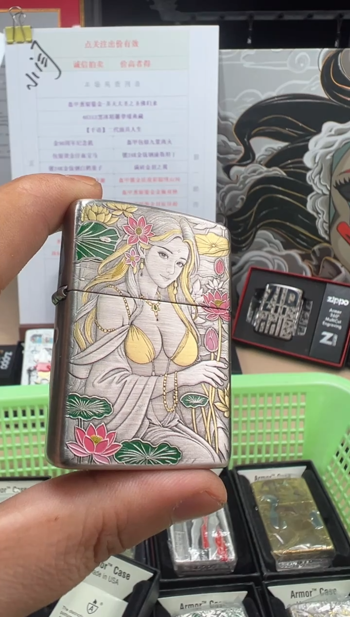 铜莲影花人-3D盔甲熏银鎏金珐琅彩