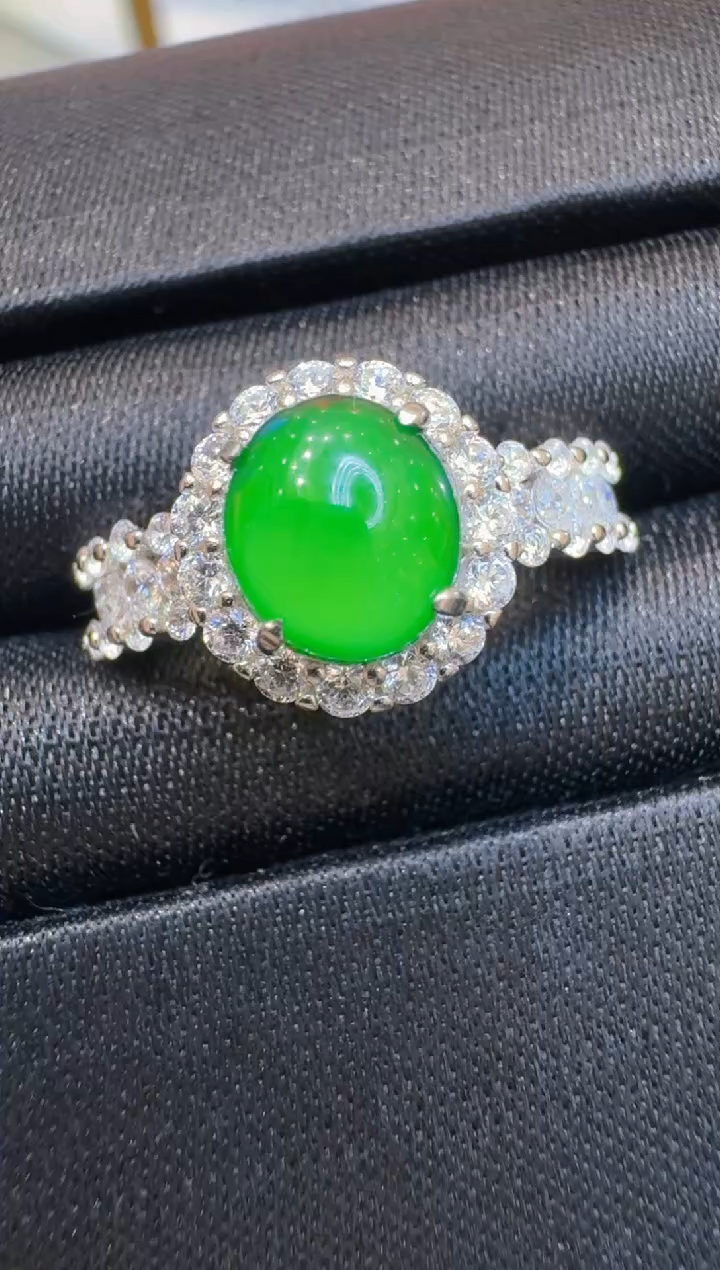 银S925镶嵌戒指翡翠多样性团购发一件