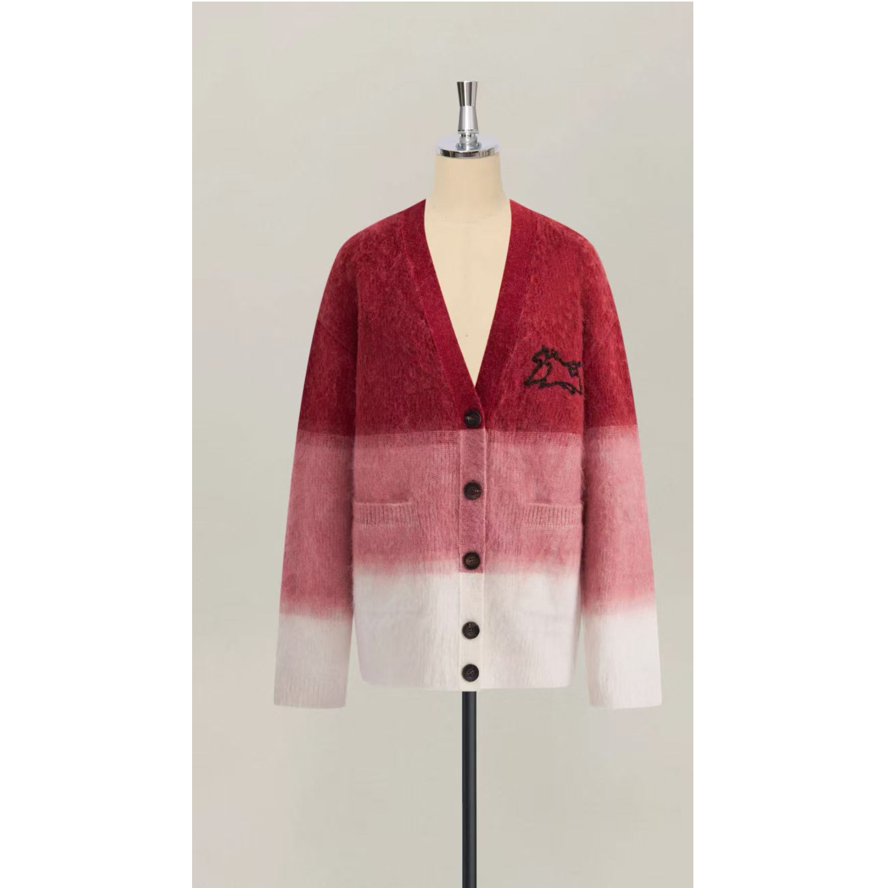 开衫红色渐变毛针织外套开衫毛衣女25年新款