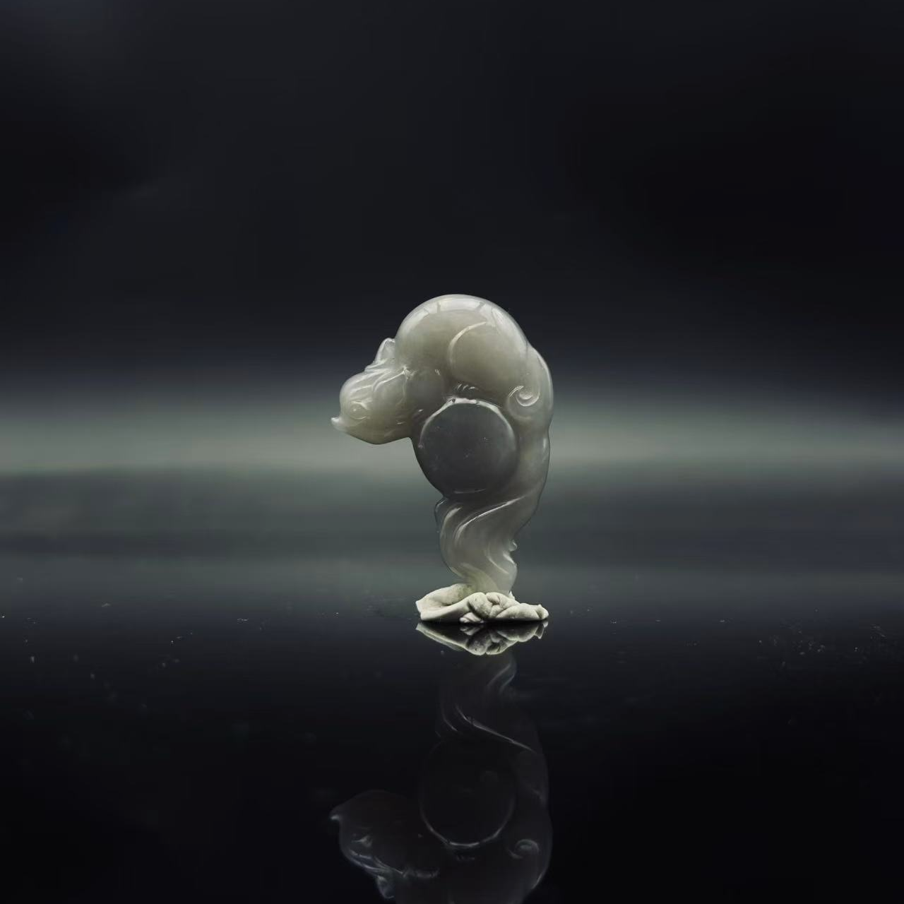 和田玉烟紫九尾狐吊坠2823