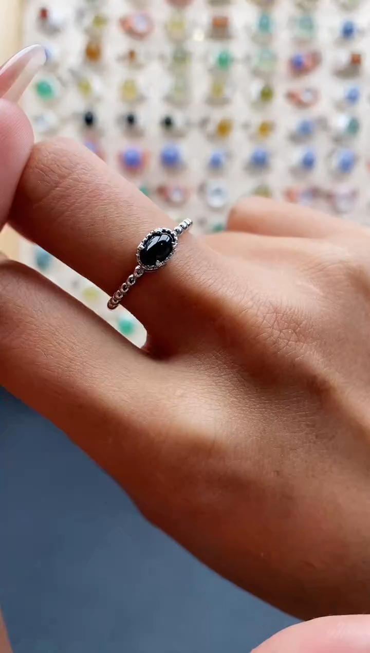 【闪购商品】翡翠戒指银S925镶嵌缅甸天然A货翡翠111 4+7