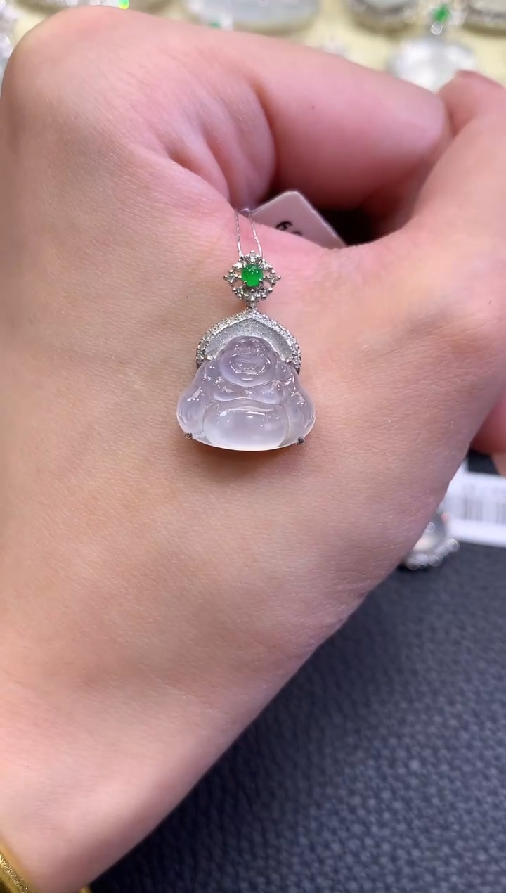 翡翠18K金镶嵌吊坠(不含链)夏日珠宝A28