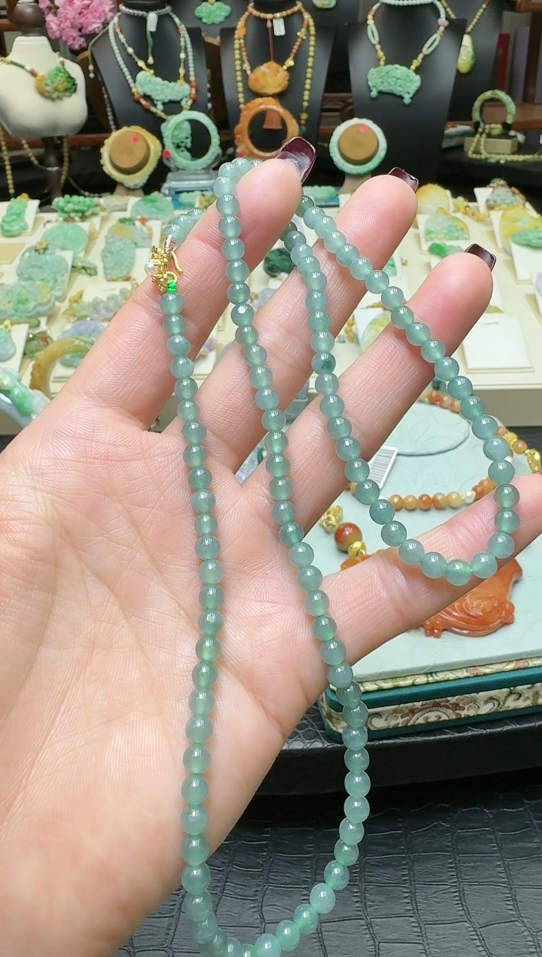 【闪购商品】翡翠颈饰未镶嵌天然翡翠圆珠项链
