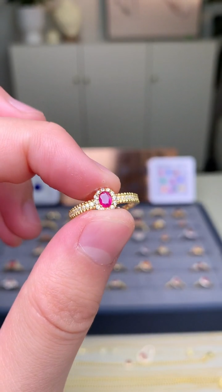 【闪购商品】红宝石戒指银S925镶嵌戒指