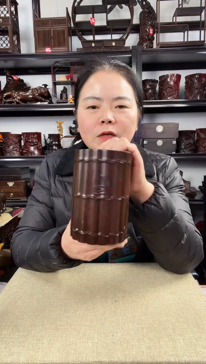 木竹节笔筒老李红木工艺品
