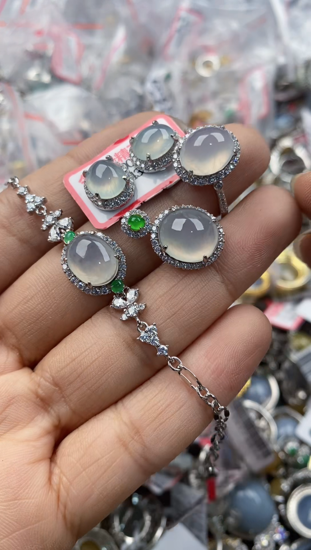 银S925镶嵌戒指翡翠222             8