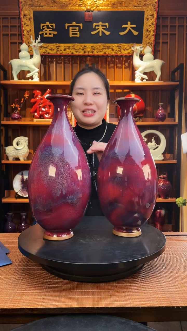 【闪购商品】摆件大宋官窑【玉壶春瓶一对】