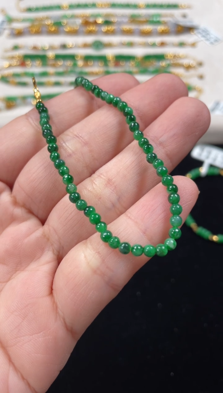 18K金镶嵌手链翡翠一个  P522