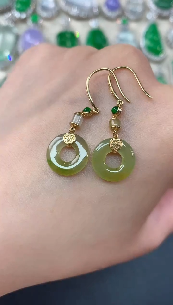 【闪购商品】翡翠耳饰18K金镶嵌A46|2980