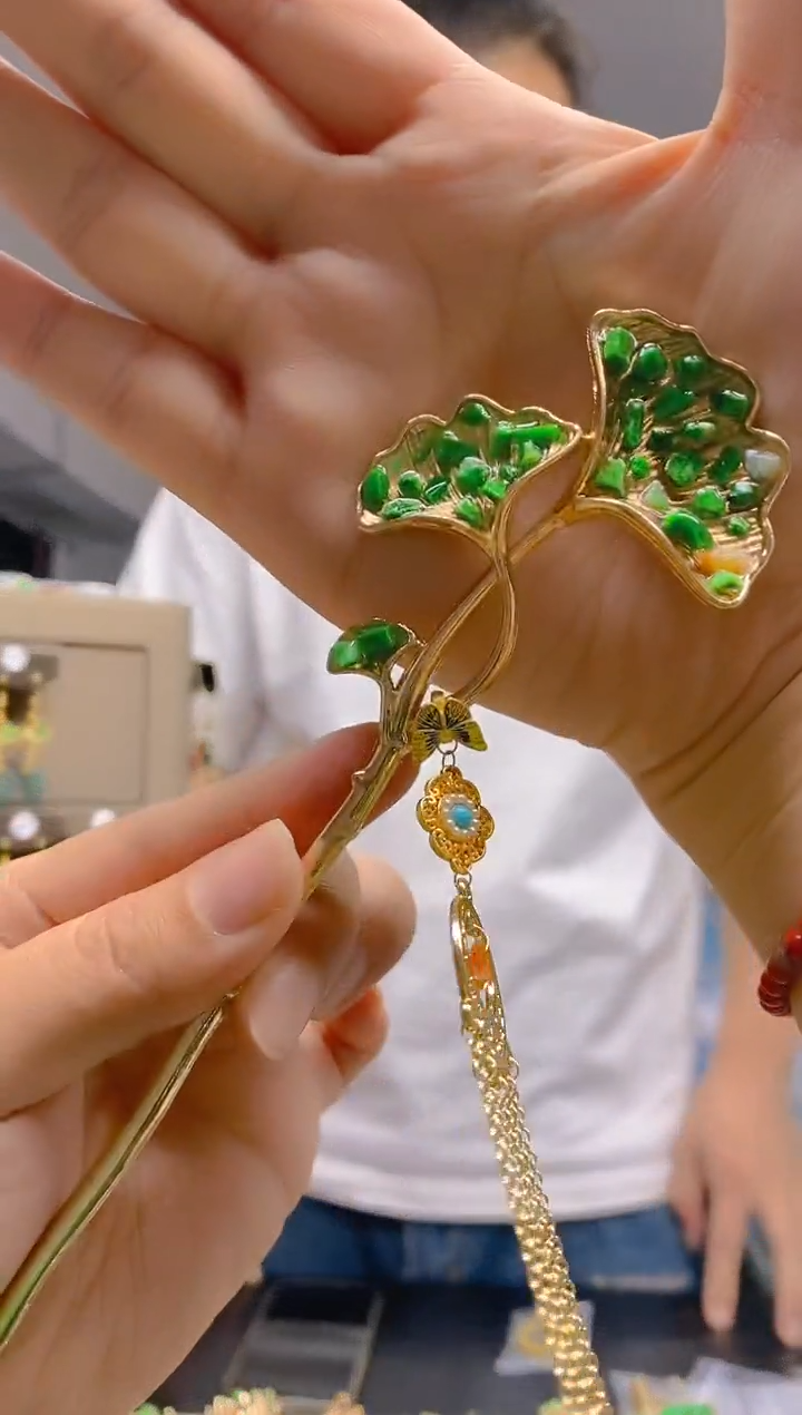 【闪购商品】翡翠耳饰合金0146翡翠发簪