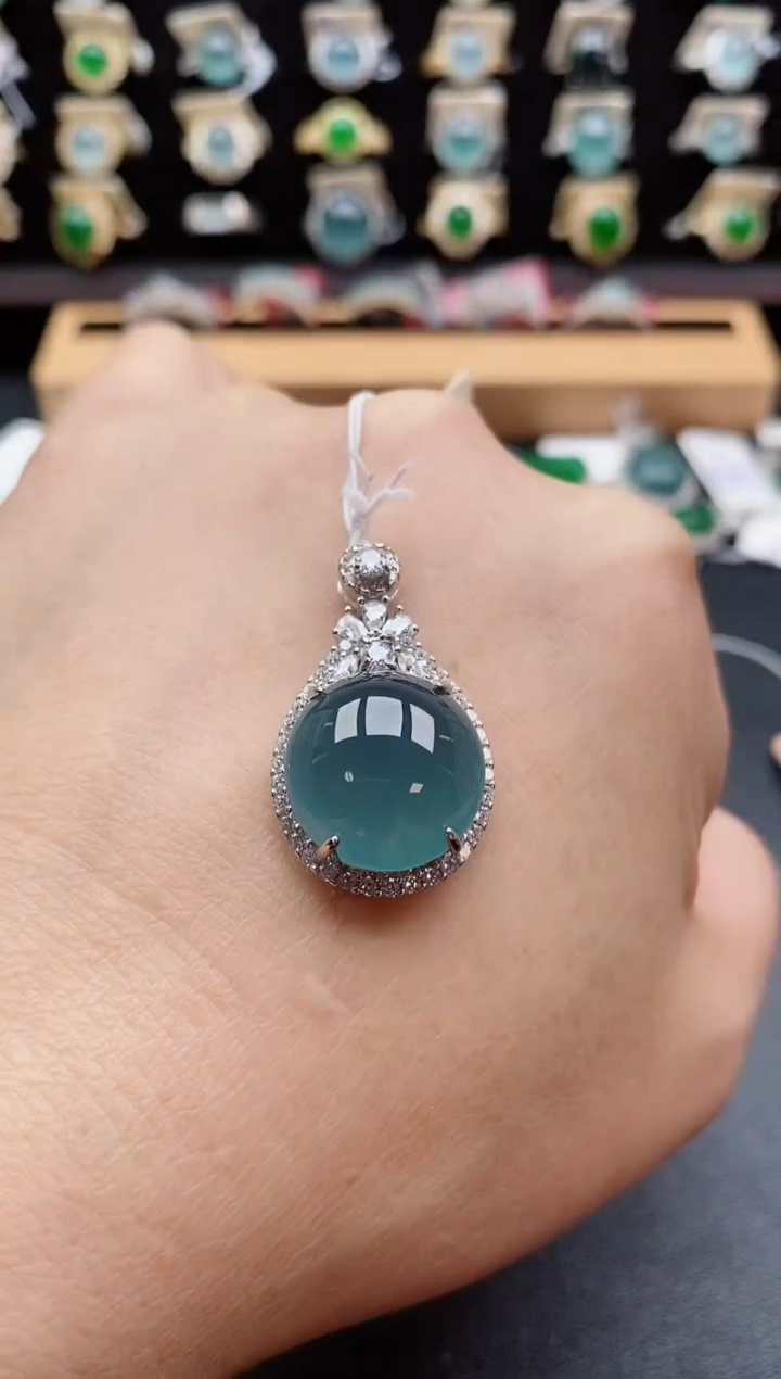 吊坠(赠链)银S925镶嵌翡翠1