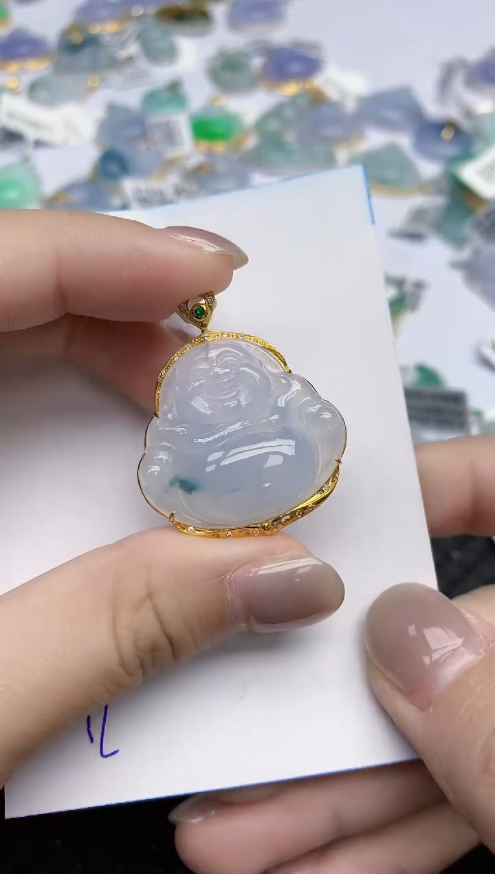 【闪购商品】翡翠颈饰18K金镶嵌天然翡翠A货