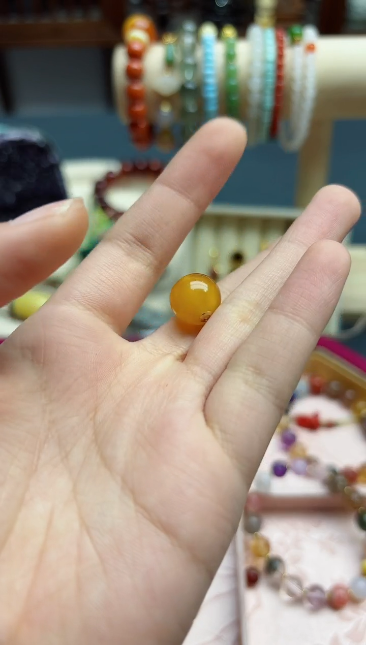 【闪购商品】蜜蜡裸石18K金镶嵌18k金蜜蜡吊坠*1 YX赠链