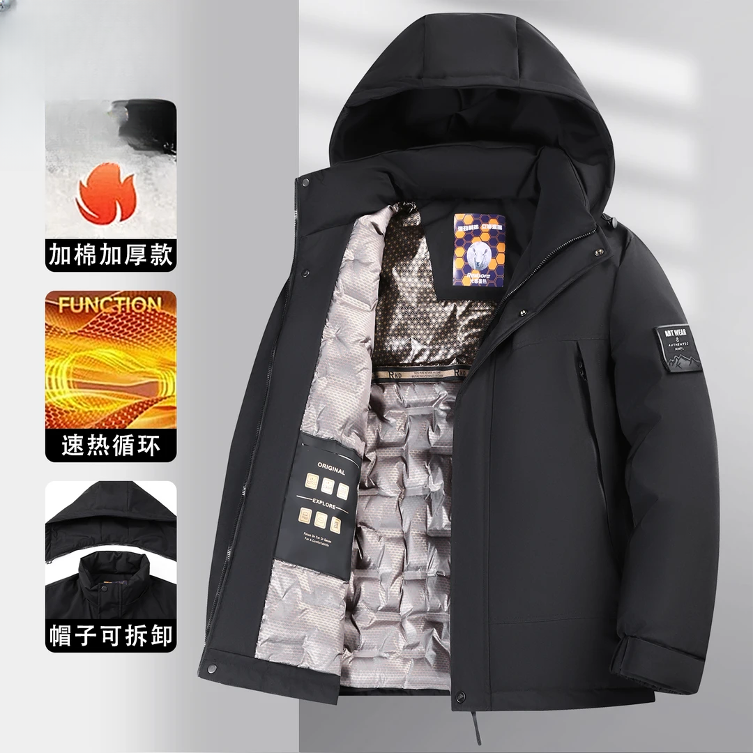 冬季保暖爸爸外套中年商务防风户外加绒加厚秋冬中老年派克服男士