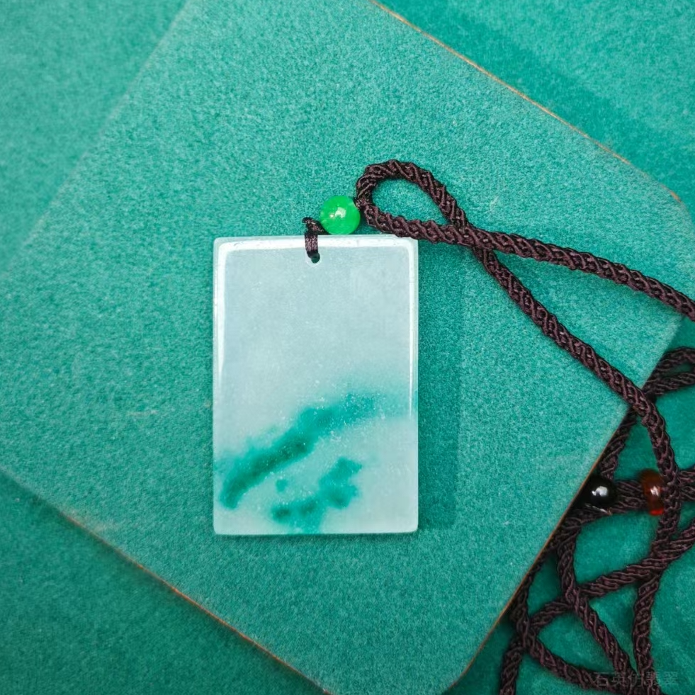 A1230飘蓝翡翠无事牌吊坠