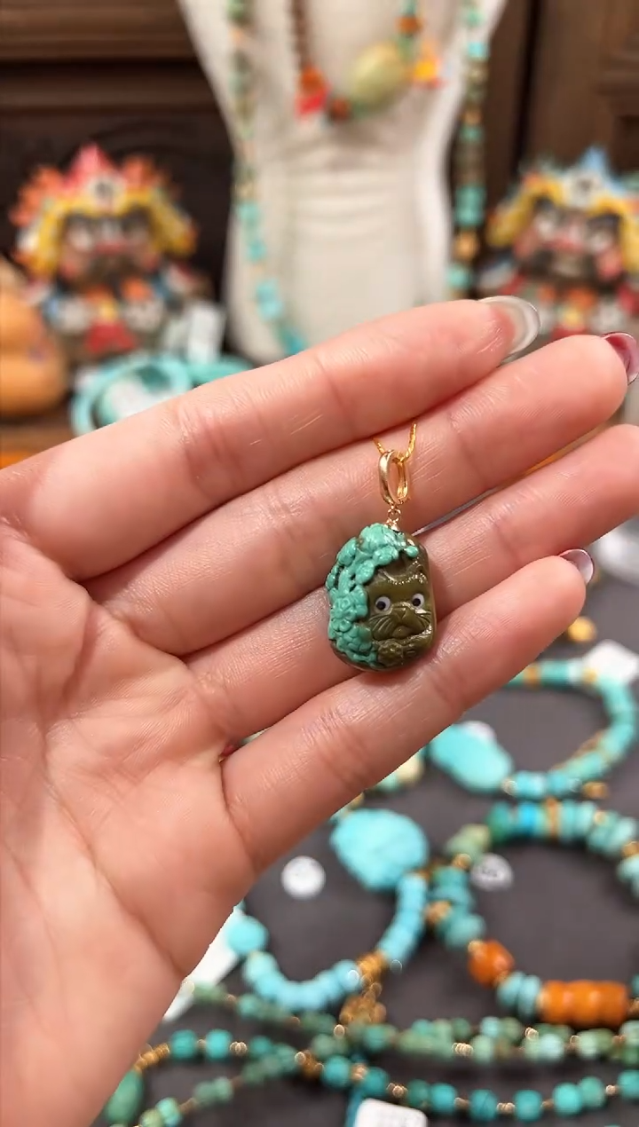 【闪购商品】绿松石颈饰18K金镶嵌绿松石吊坠