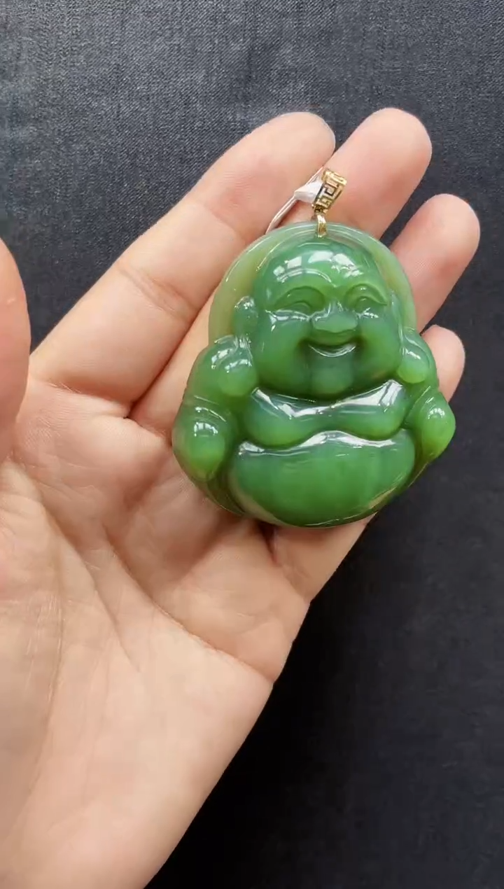 【闪购商品】和田玉吊坠18K金镶嵌53MM 多样性发一微带红皮