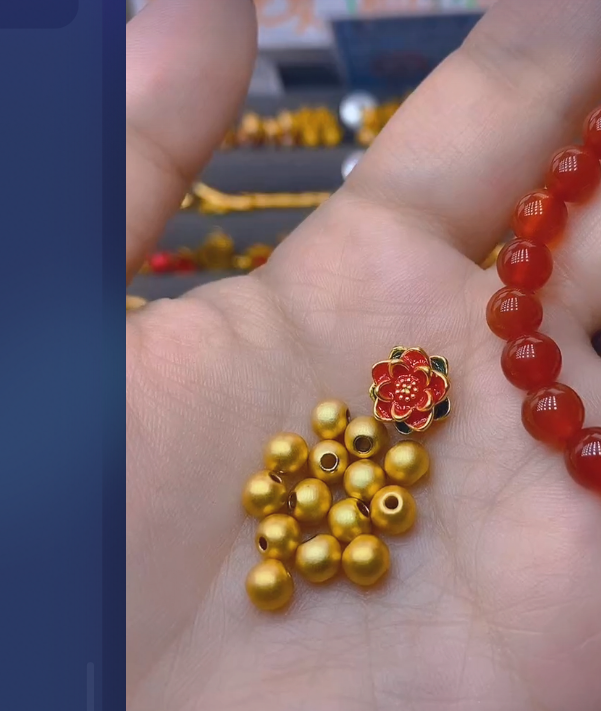 足金999卡5古15颗+红绿莲花玛 瑙/多样性发