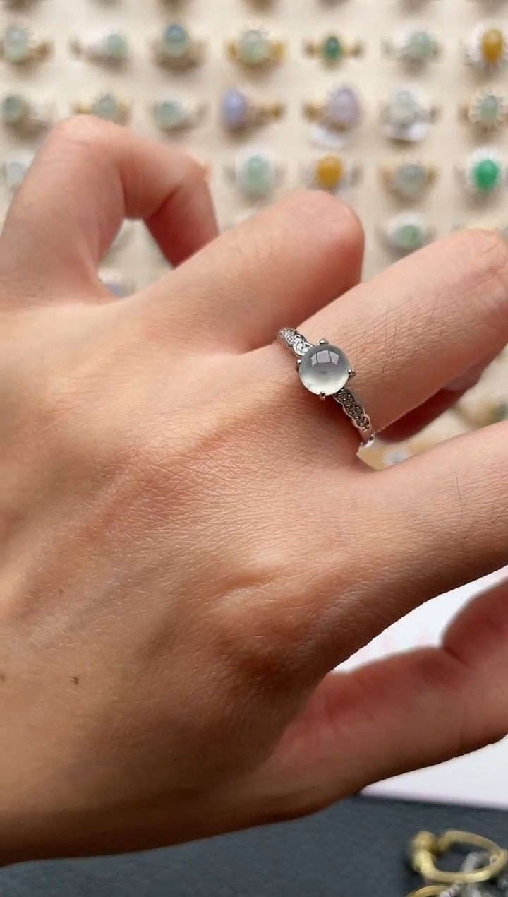 翡翠银S925镶嵌戒指11111