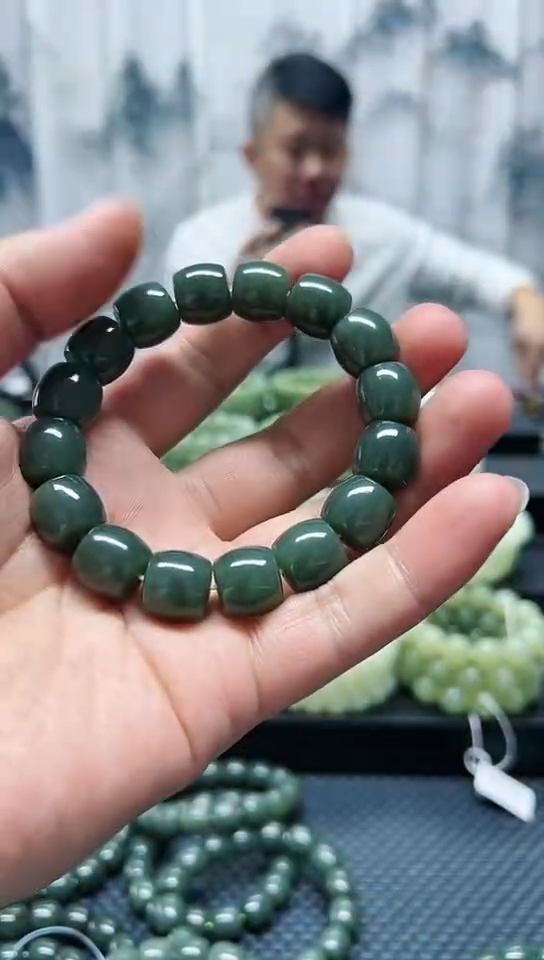 未镶嵌手串和田玉且末正蓝直切卡14纯天然