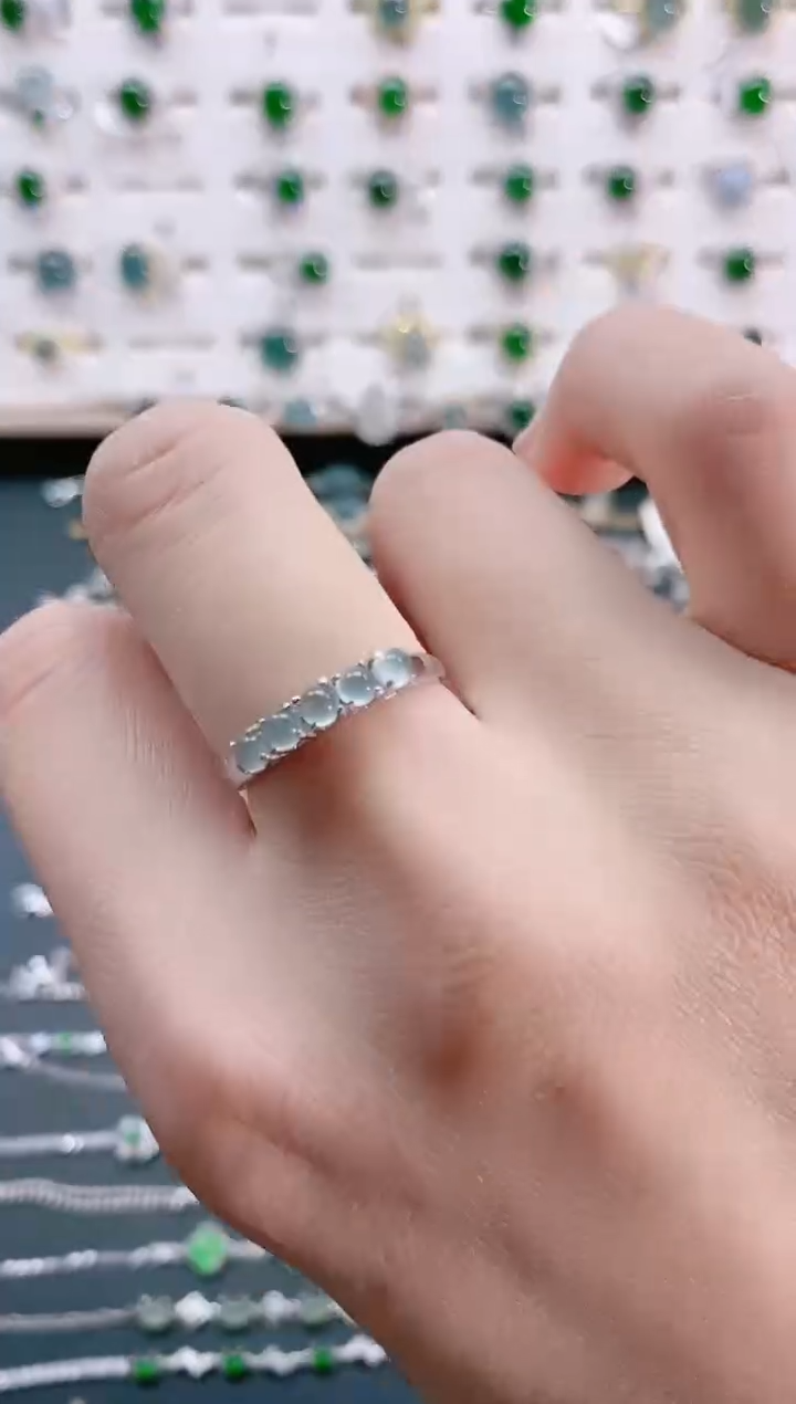 【闪购商品】翡翠戒指银S925镶嵌天然翡翠