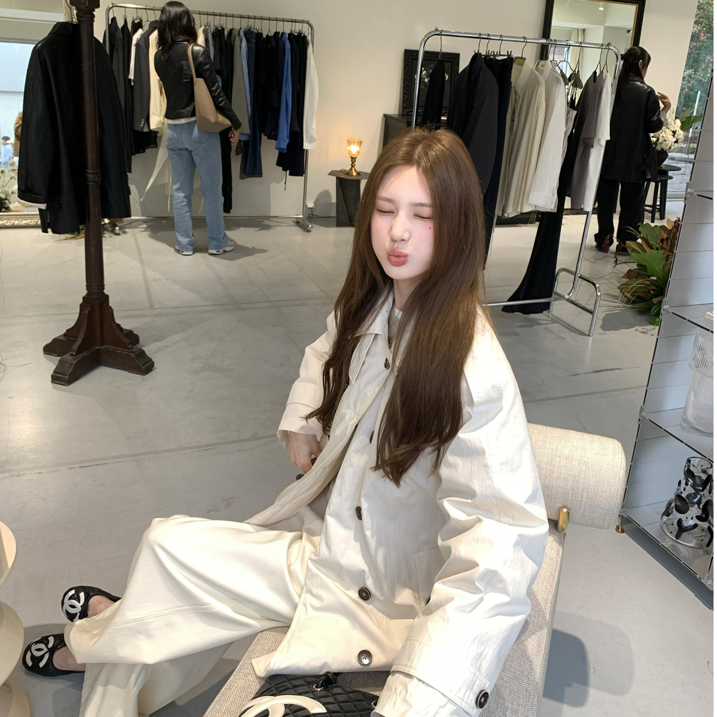 aaaaxbbb 苔原寒冬 双排扣白鸭绒羽绒风衣韩系腰带设计保暖外套冬