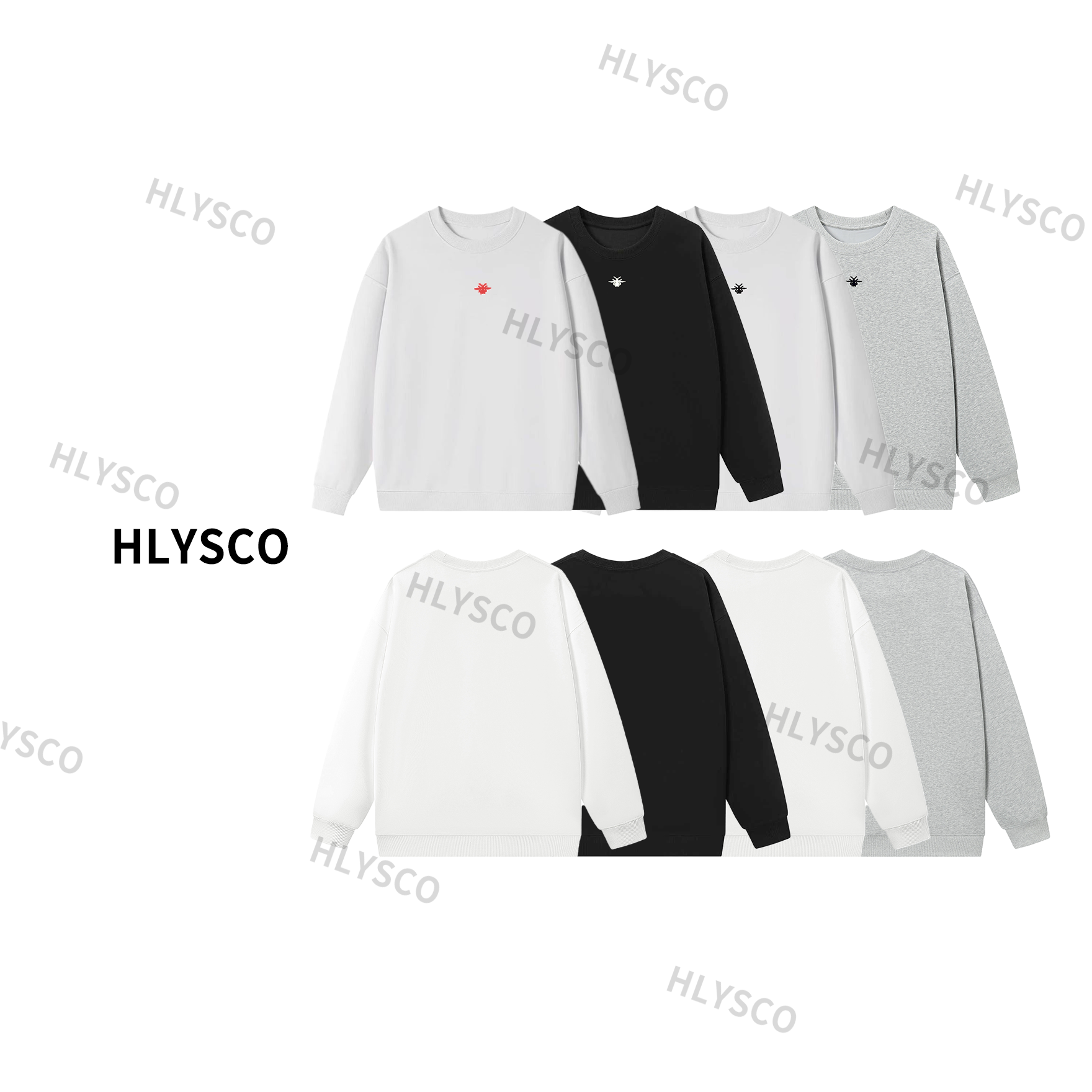 【小蜜蜂】背面净版 刺绣款秋冬男女同款重磅潮流棉加绒卫衣-H41