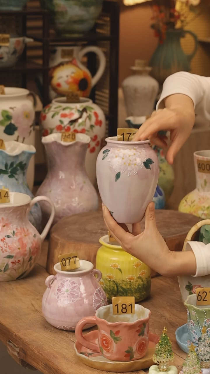 陶瓷景德镇设计师手作花器摆件侘寂风@M172@