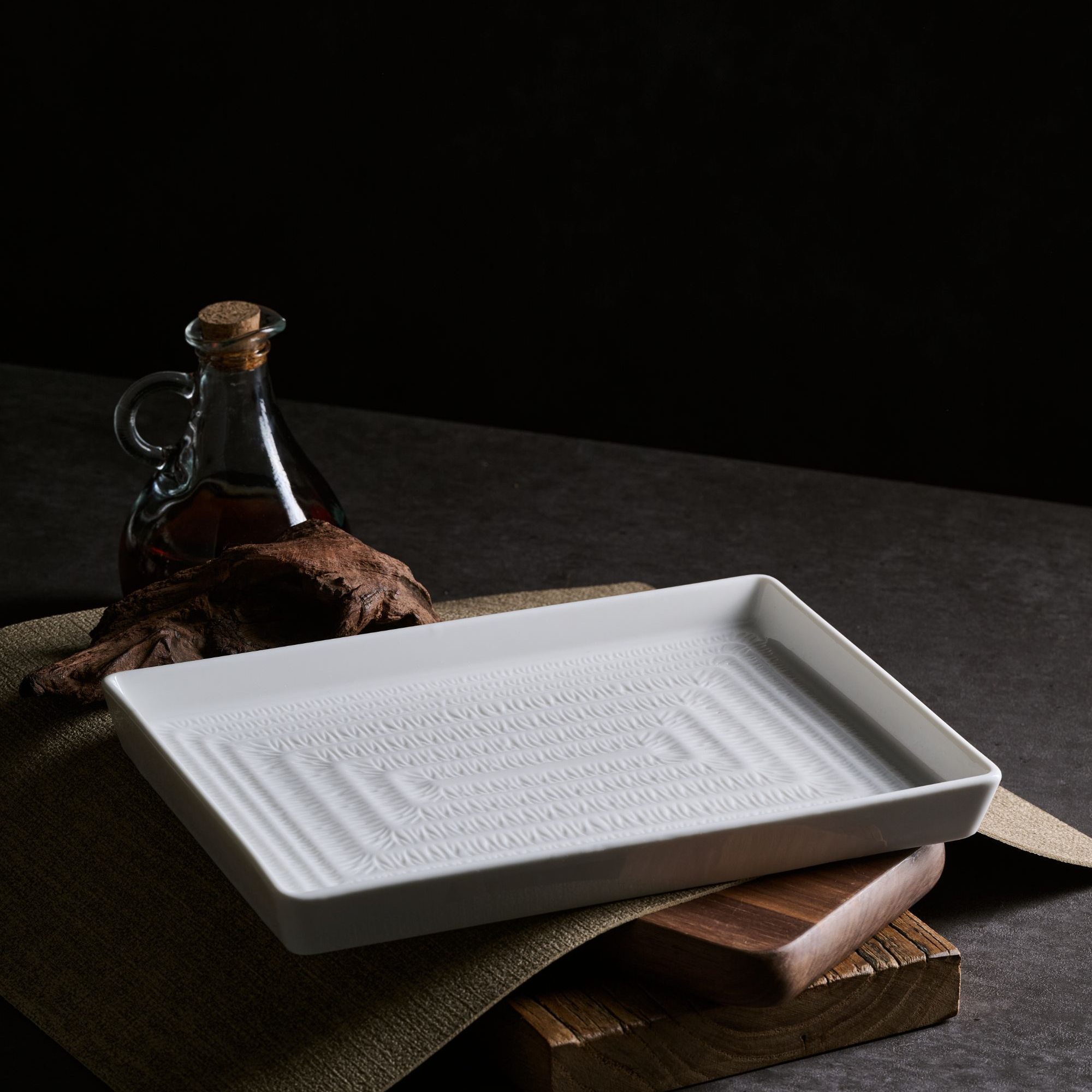 云山景墨25cm *18cm 10寸丝路长方盘家用创意陶瓷西餐盘复古