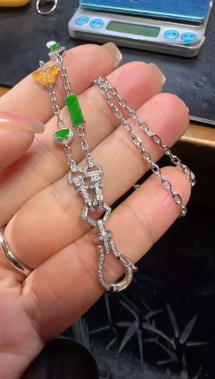 【闪购商品】翡翠项链18K金镶嵌项链