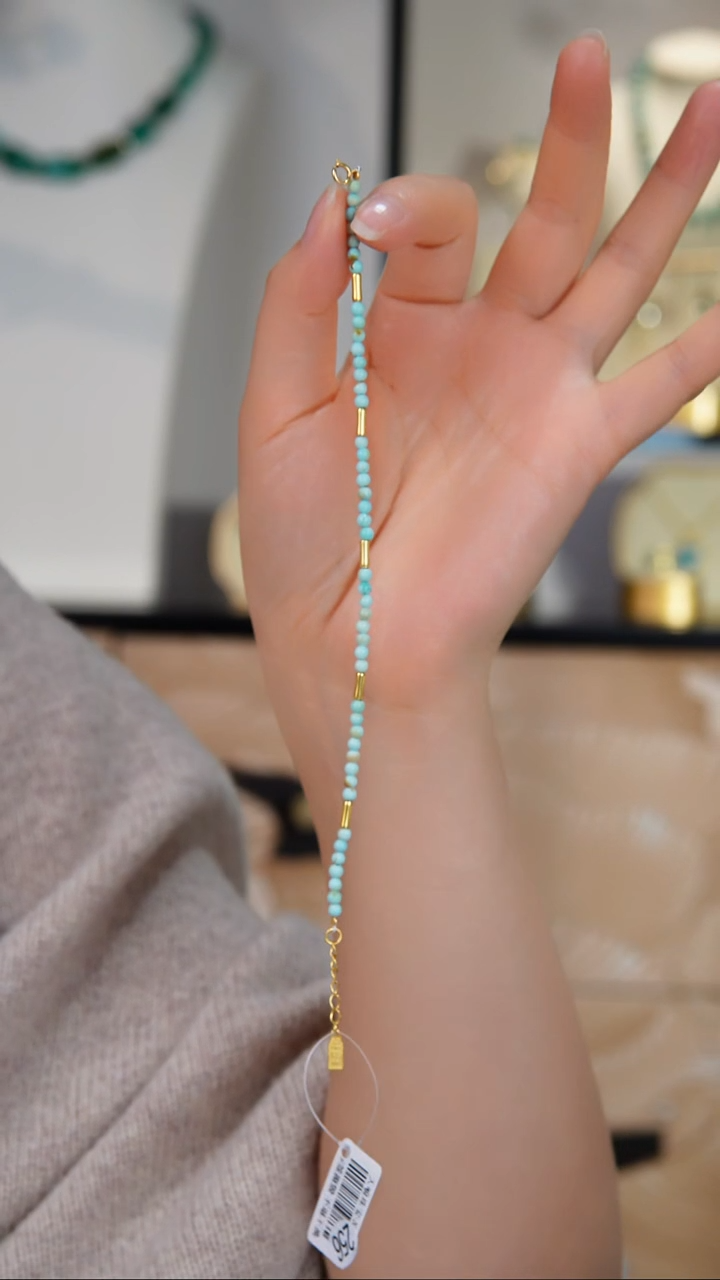 银S925镀金镶嵌绿松石手链多样性发货