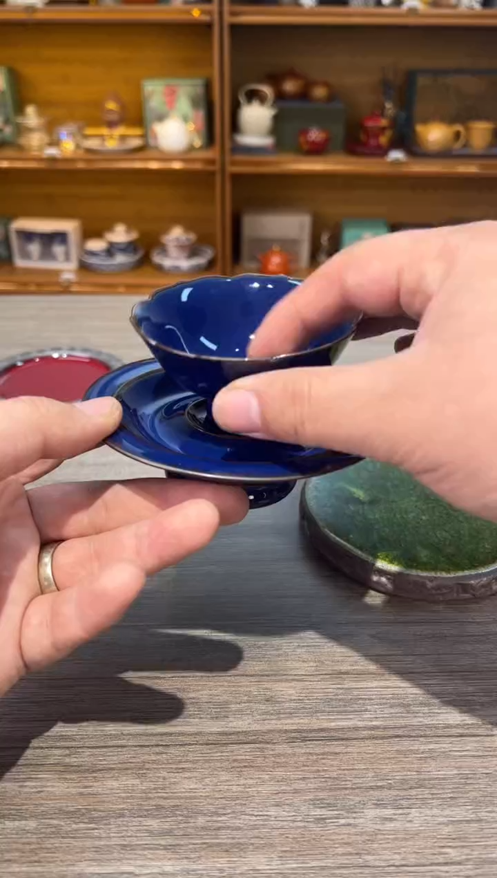 【闪购商品】蓝杯加杯垫茶具茶具