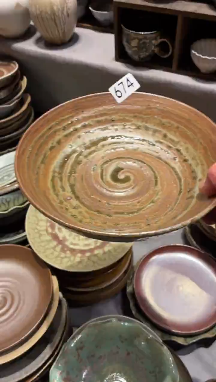 瓷片小*幸674微瑕粗陶绿咖手刷油滴锅盘1个