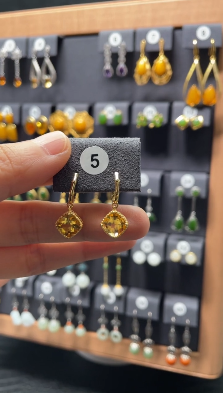 【闪购商品】黄晶耳饰银S925镶嵌00005