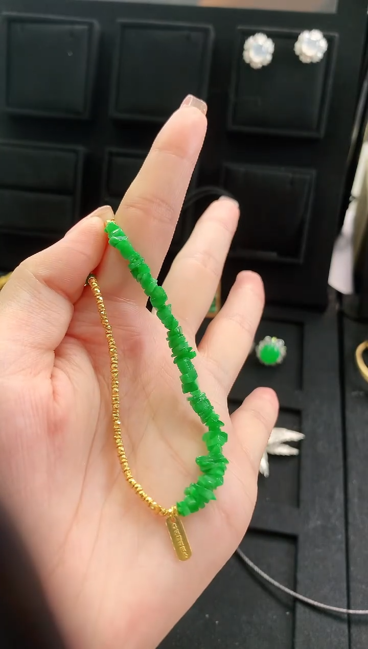 【闪购商品】翡翠手链18K金镶嵌手饰