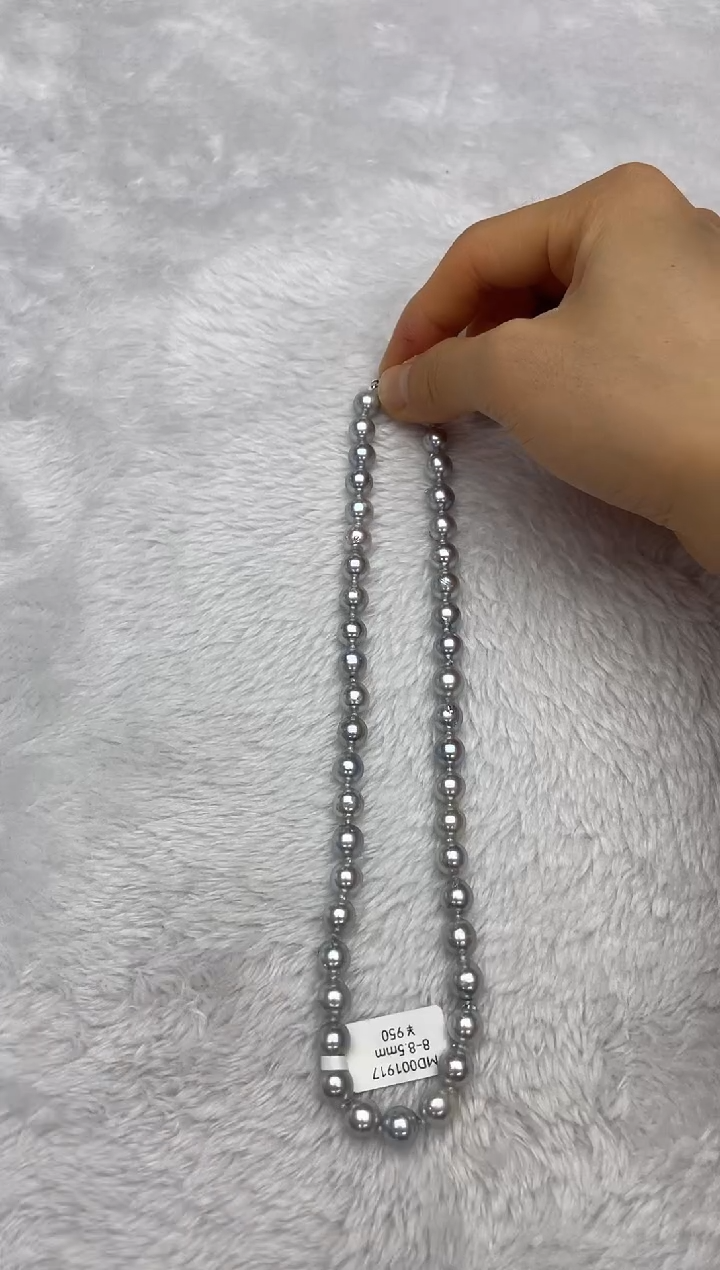 项链银S925镶嵌海水珍珠AK真多麻8-8.5mm
