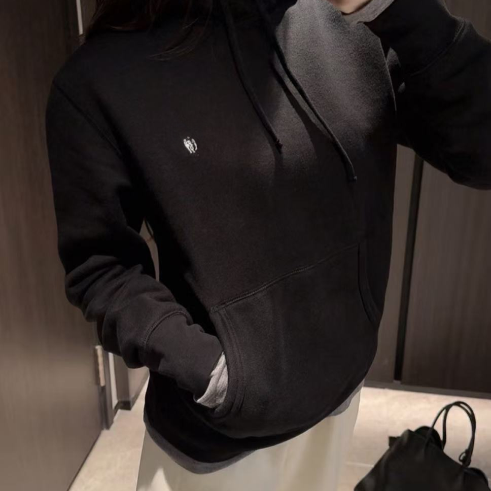 “骑马抡锆”刺绣连帽卫衣男女同款情侣款宽松情侣休闲卫衣