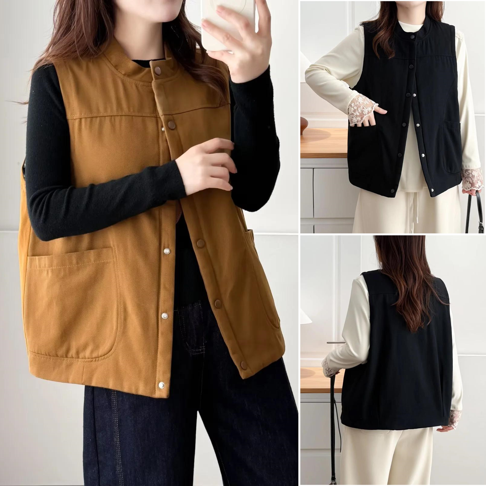 2025胖mm女装新款冬装立领外套大码复古坎肩马甲夹棉中年上衣女